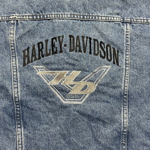 Vintage 90’s Harley Davidson Denim Jean Jacket Size Small Bike Made in USA - Picture 5 of 9